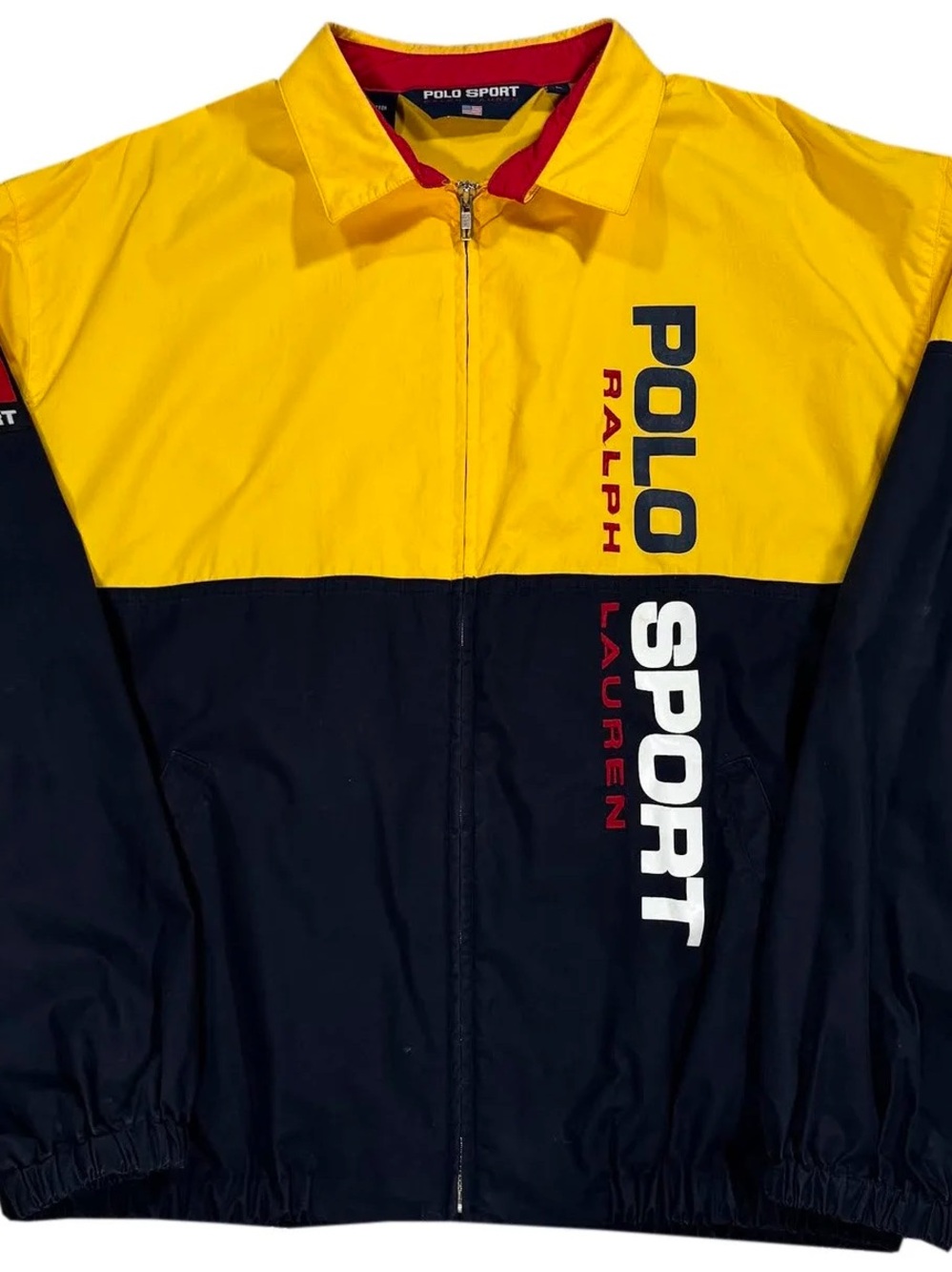 Vintage Polo Sport Ralph Lauren Split Yellow / Navy Jacket (Size L)